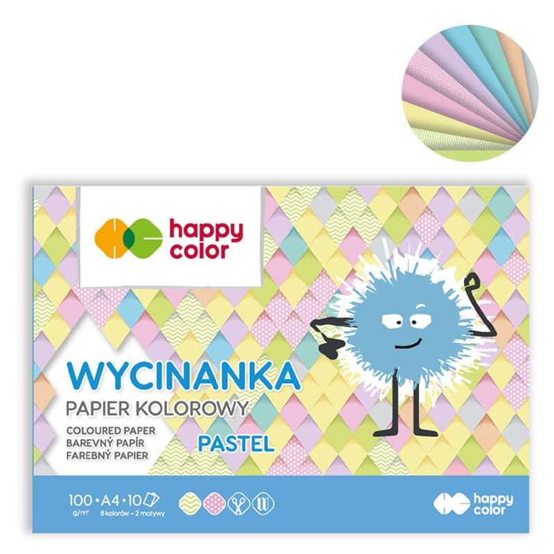 Blok wycinanka Happy Color Pastel - A4, 100 g, 10 ark.