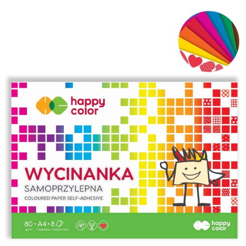 Blok wycinanka samoprzylepna Happy Color - A4, 100 g, 8 ark.