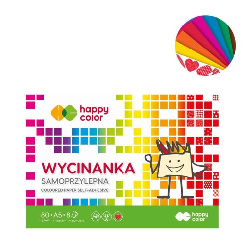 Blok wycinanka samoprzylepna Happy Color - A5, 100 g, 8 ark.