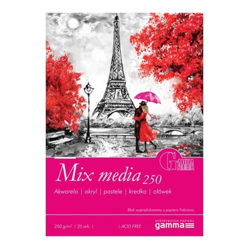 Blok mix media Gamma Fabriano - A4, 250 g, 25 ark.