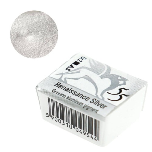 Farba akwarelowa Renesans półkostka - 55 Srebro