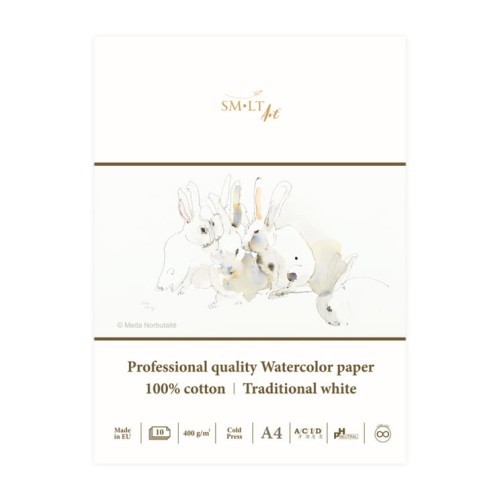 Blok do akwareli SMLT Professional Art Watercolor - A4, 400g, 10 ark., 100% bawełny
