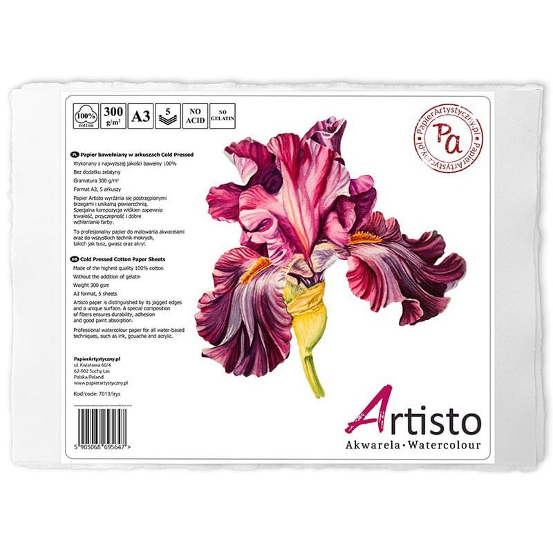 Papier do akwareli Artisto Cold Pressed - A3, 300g, 5 ark.