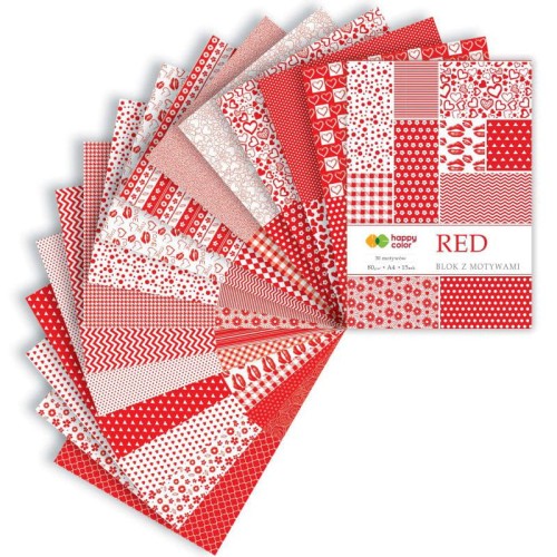 Blok z motywami Happy Color Red - A4, 80 g,  15 ark.