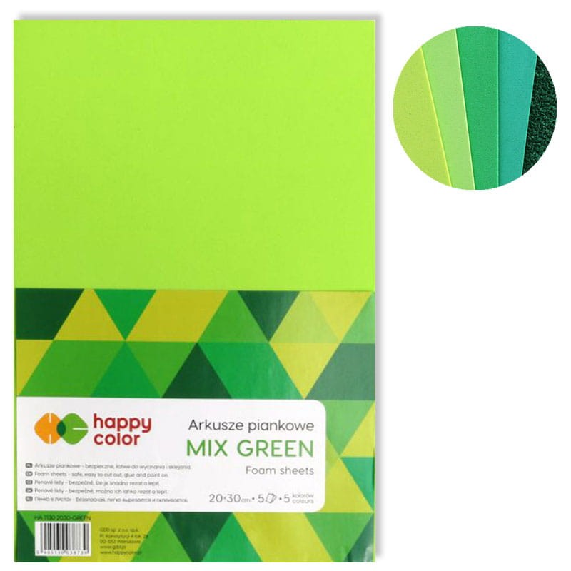 Arkusze piankowe Happy Color 20x30 cm - MIX GREEN