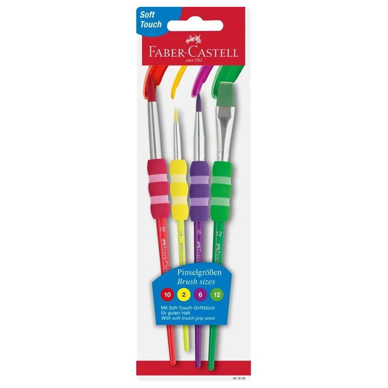 Zestaw pędzli z miękkim uchwytem Kolorowe 4 szt. Faber Castell