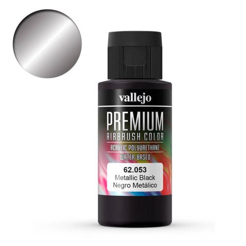 Farba akrylowa do aerografu Vallejo Premium 60 ml - 053 Czerń Metaliczna