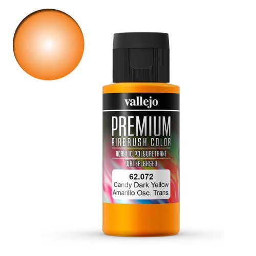 Farba akrylowa do aerografu Vallejo Premium 60 ml - 072 Żółty Ciemny Cukierkowy