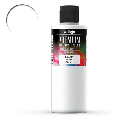 Farba akrylowa do aerografu Vallejo Premium 200 ml - 001 Biel