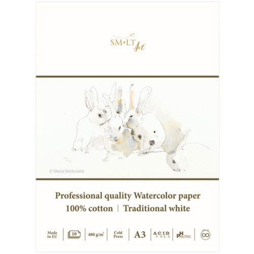 Blok do akwareli SMLT Professional Art Watercolor - A3, 400g, 10 ark., 100% bawełny