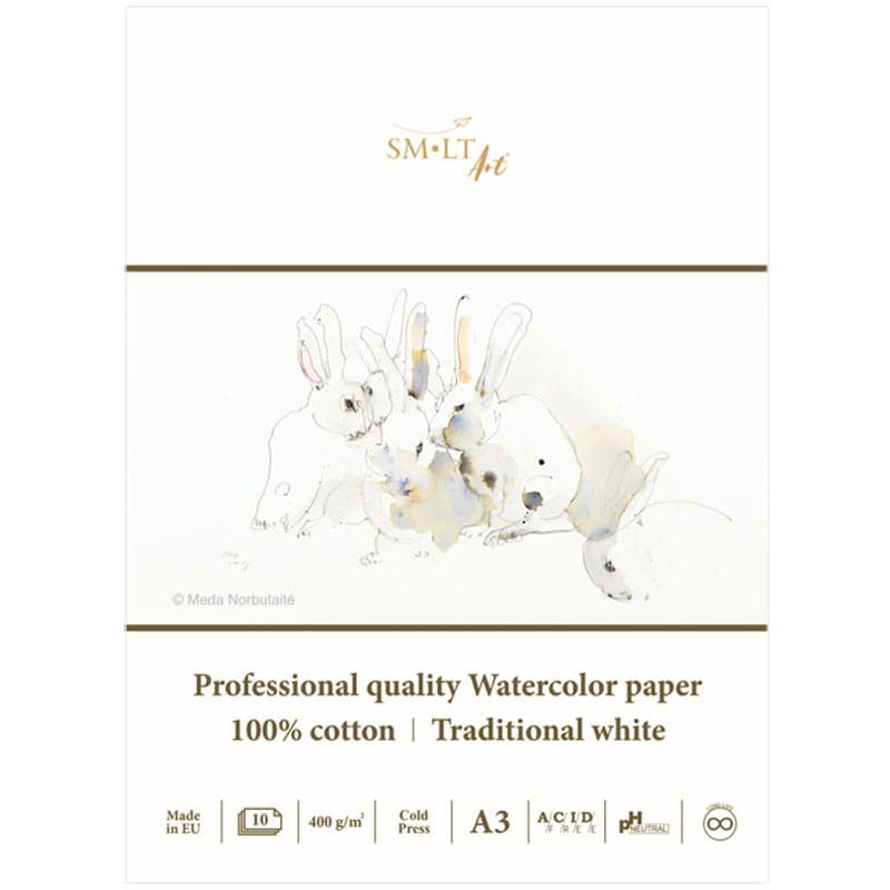 Blok do akwareli SMLT Professional Art Watercolor - A3, 400g, 10 ark., 100% bawełny  01