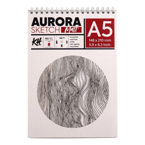 Blok Aurora Sketch Matt - A5, 160g, 20 ark. spirala