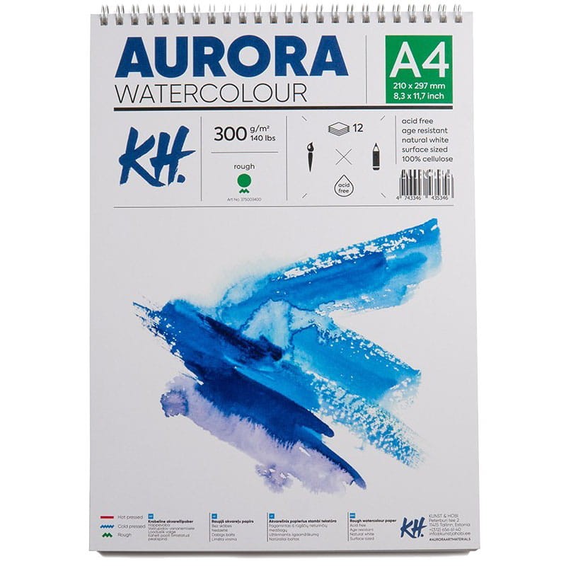 Blok do akwareli Aurora Rough - A4, 300 g, 12 ark. spirala 01