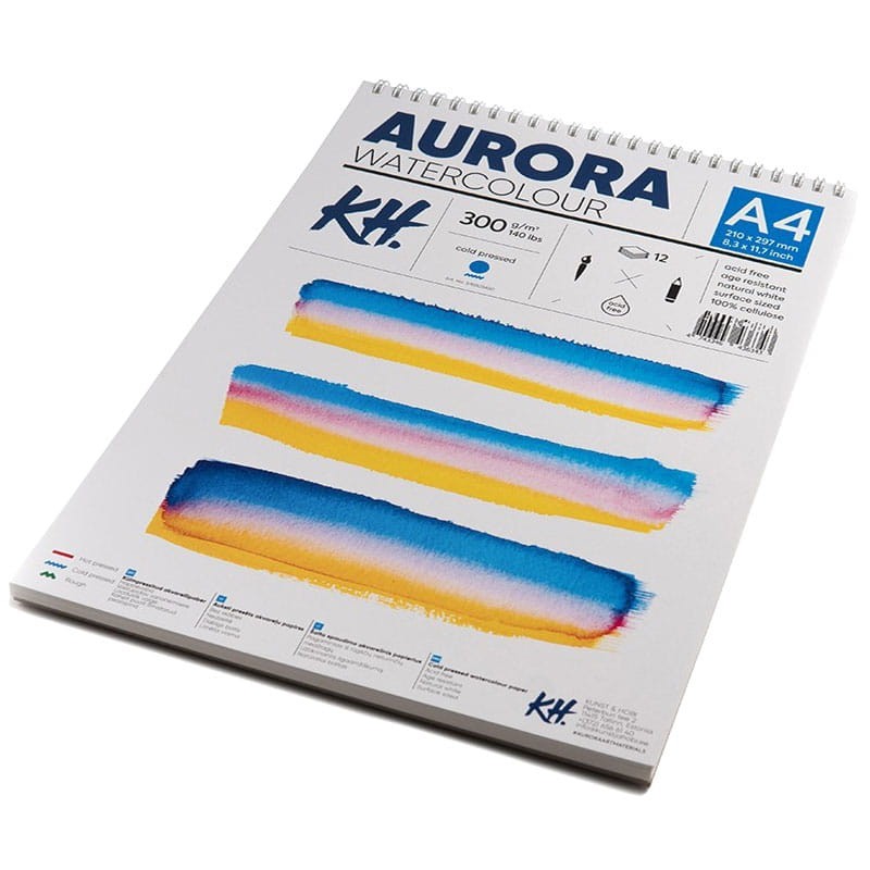 Blok do akwareli Aurora Cold Pressed - A4, 300g, 12 ark. spirala 03