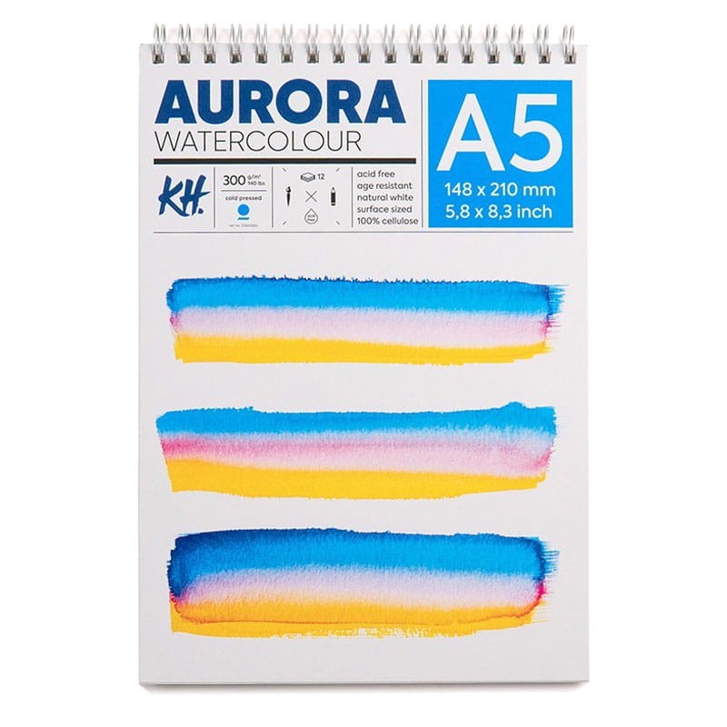 Blok do akwareli Aurora Cold Pressed - A5, 300g, 12 ark. spirala  01