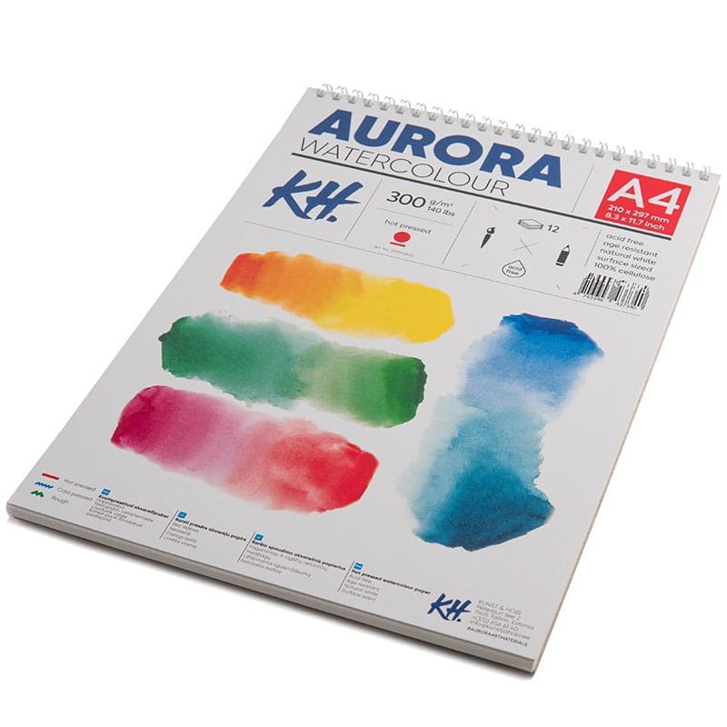 Blok do akwareli Aurora Hot Pressed - A4, 300g, 12 ark. spirala  03
