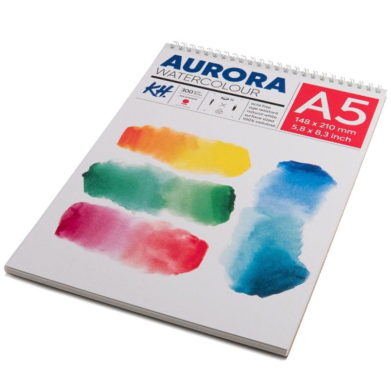 Blok do akwareli Aurora Hot Pressed - A5, 300g, 12 ark. spirala  02
