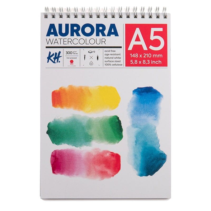 Blok do akwareli Aurora Hot Pressed - A5, 300g, 12 ark. spirala  01