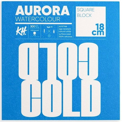 Blok do akwareli Aurora Raw Cold Pressed - 18x18 cm, 300g, 20 ark.