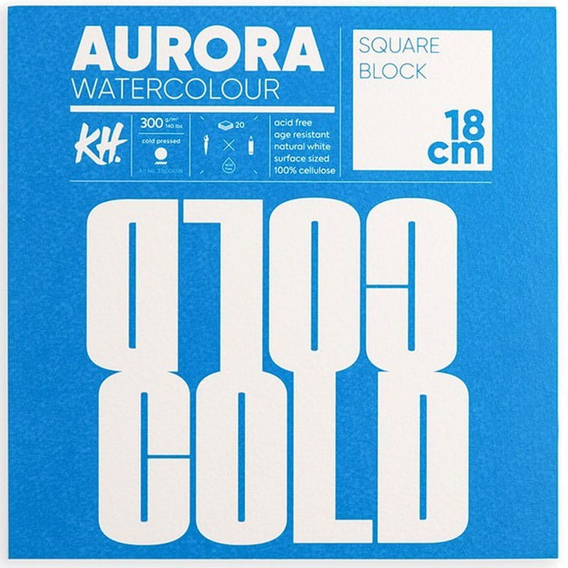 Blok do akwareli Aurora Raw Cold Pressed - 18x18 cm, 300g, 20 ark. 01