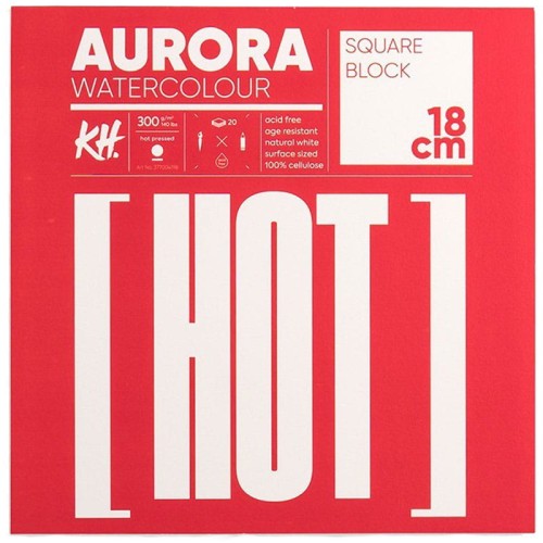 Blok do akwareli Aurora Raw Hot Pressed - 18x18 cm, 300g, 20 ark.