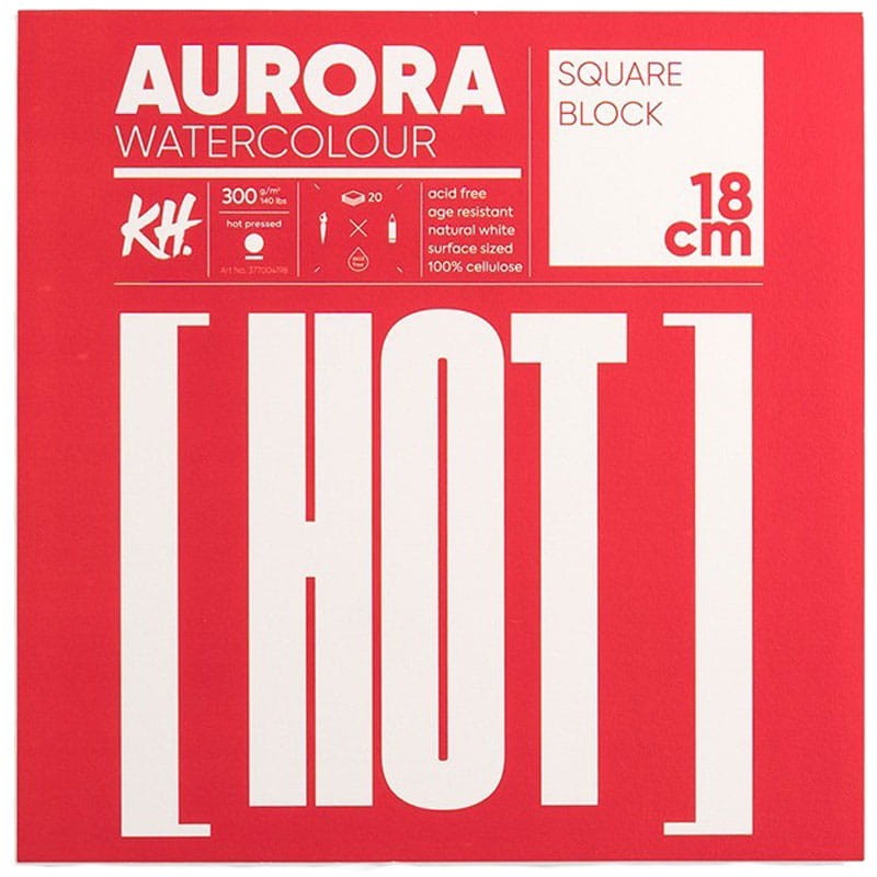 Blok do akwareli Aurora Raw Hot Pressed - 18x18 cm, 300g, 20 ark. 01