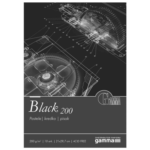 Blok techniczny Gamma Black czarny - A4, 200 g, 10 ark.