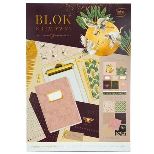 Blok kreatywny do scrapbookingu z naklejkami A4 - satin gold