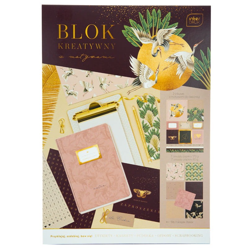 Blok kreatywny do scrapbookingu z naklejkami A4 - satin gold