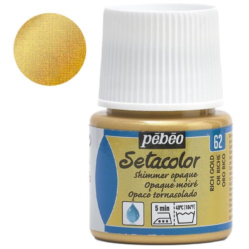 Farba do tkanin Setacolor Opaque Pebeo 45 ml - 62 Rich gold shimmer
