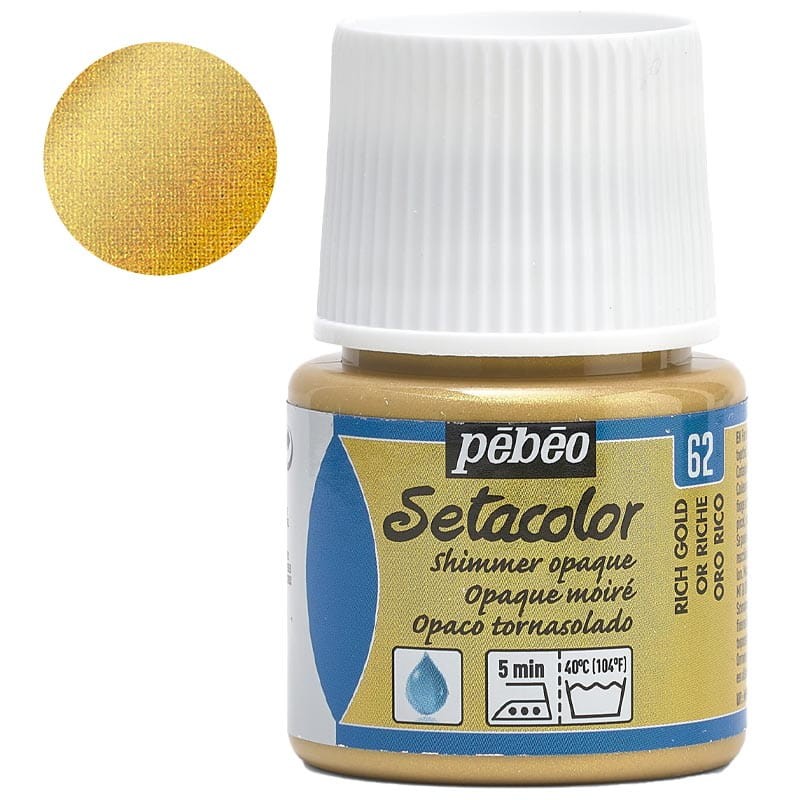 Farba do tkanin Setacolor Opaque Pebeo 45 ml - 62 Rich gold shimmer