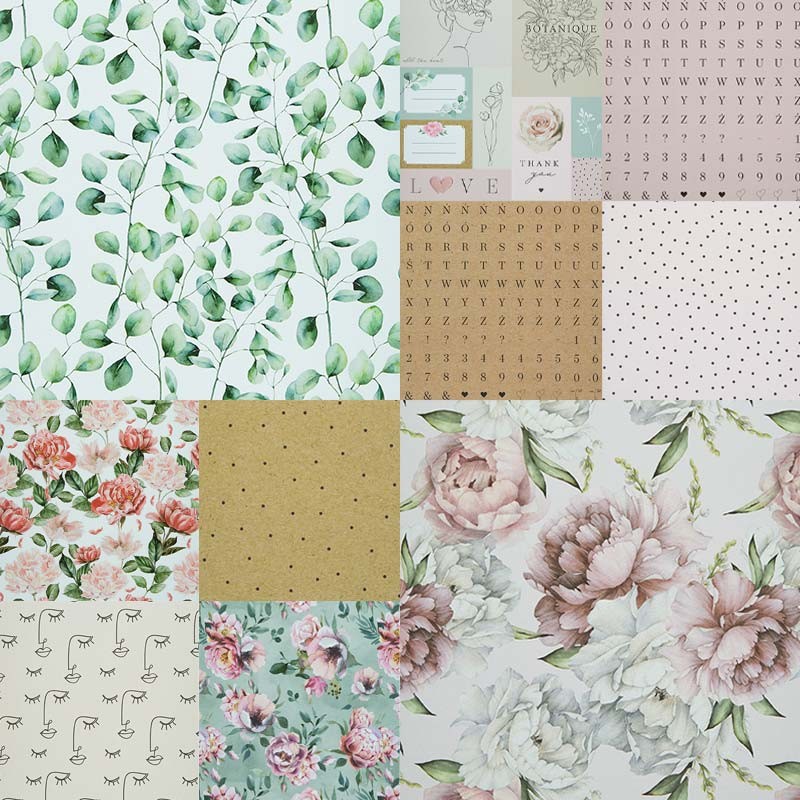 Blok kreatywny do scrapbookingu z naklejkami A4 - garden