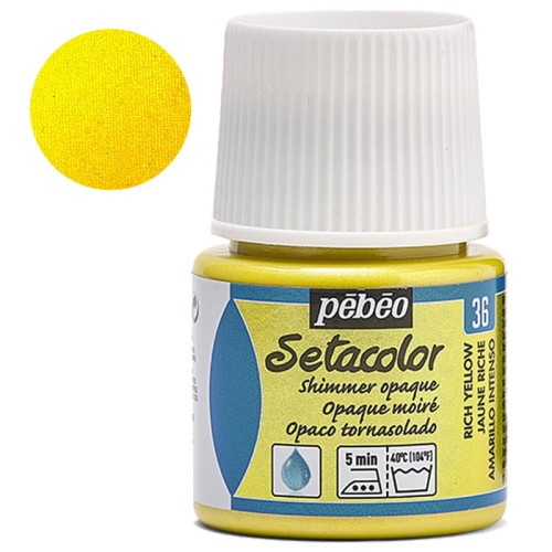 Farba do tkanin Setacolor Opaque Pebeo 45 ml - 36 Rich yellow shimmer