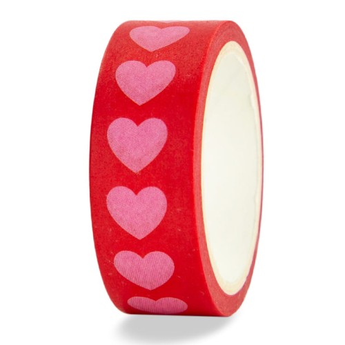 Taśma washi Hearts czerwony - różowe serca