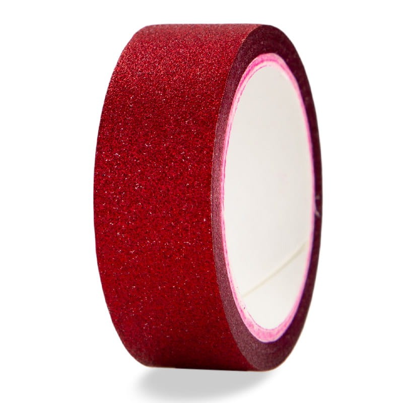 Taśma washi Hearts czerwony brokat 01