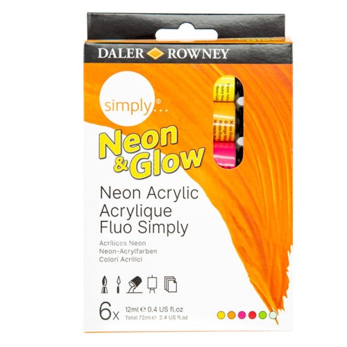 Zestaw farb akrylowych Daler-Rowney Simply Neon & Glow 6 x 12 ml 