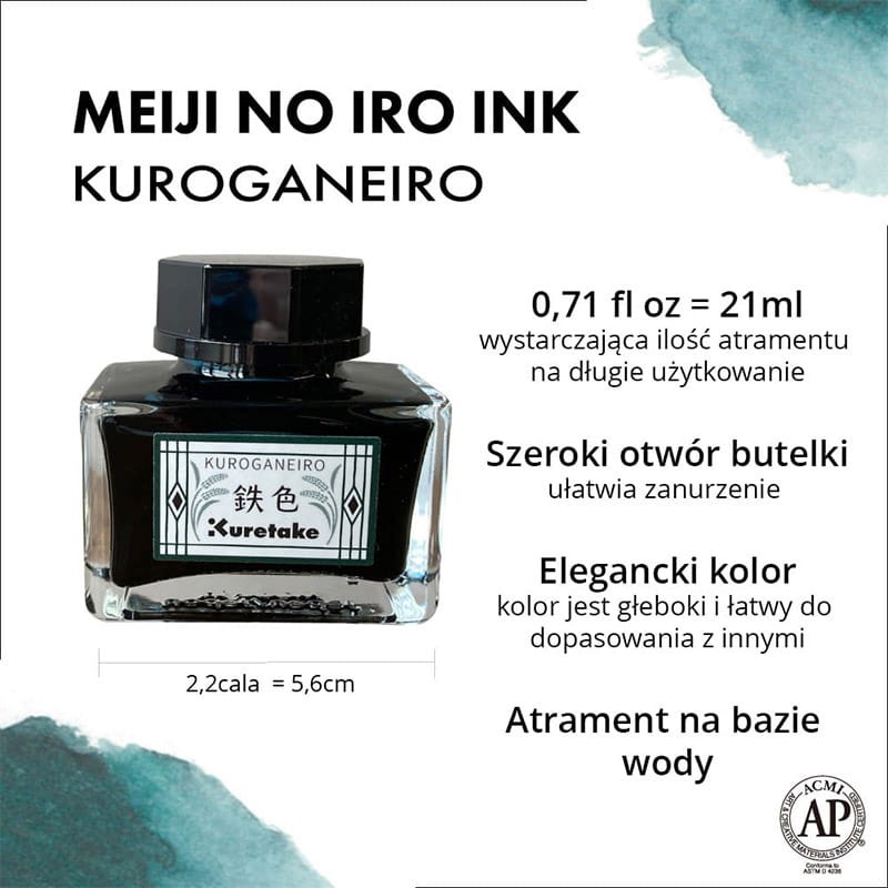 Atrament Kuretake Meiji No Iro 21 ml - 534 kuroganeiro 02