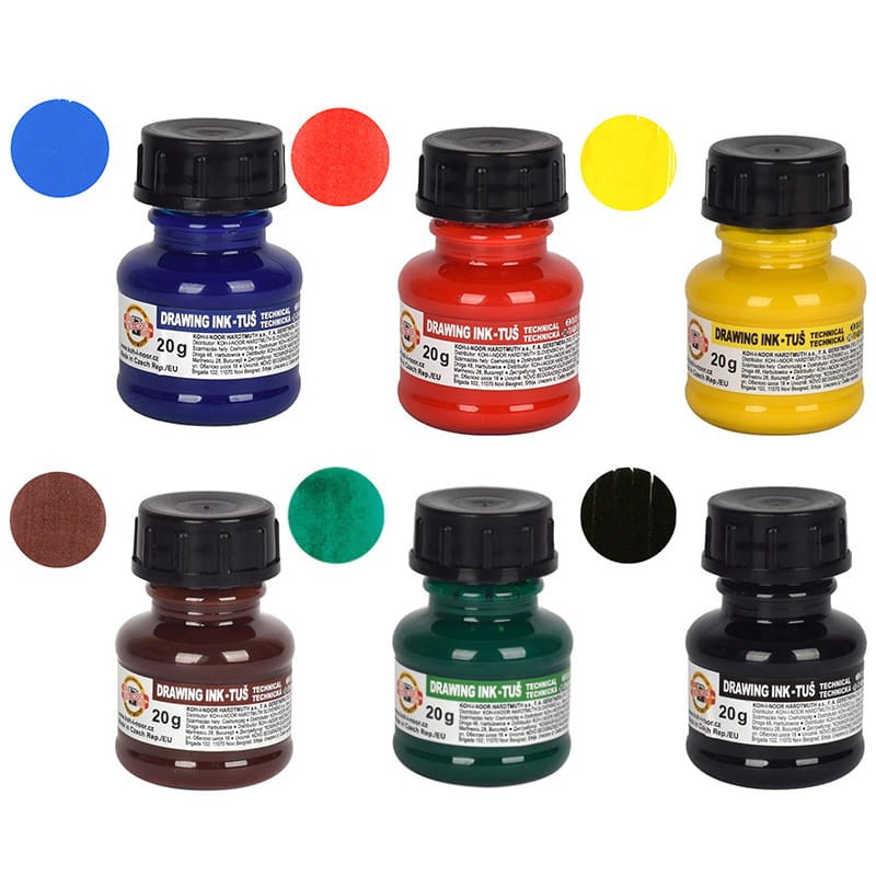 Zestaw tuszy kreślarskich Koh-I-Noor 6x20 g 02