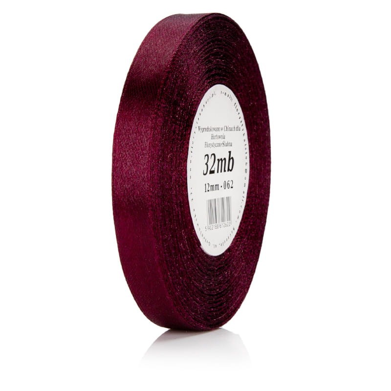 Wstążka atłasowa 12mm 062 ciemnobordowa