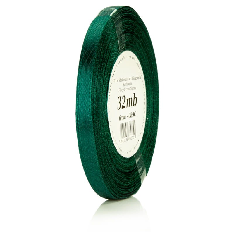 Wstążka atłasowa 6mm 089C ciemna butelkowa zieleń