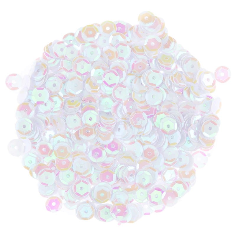 Cekiny 6mm 12 mieniący biały bladoróżowy