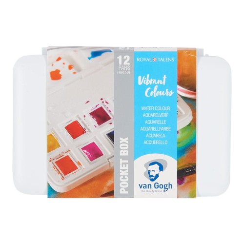 Farby akwarelowe Van Gogh zestaw Pocket Box 12 kostek Talens - Vibrant Colour