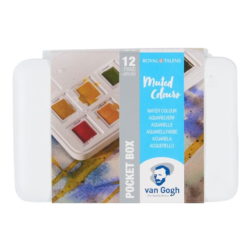 Farby akwarelowe Van Gogh zestaw Pocket Box 12 kostek Talens - Muted Colours