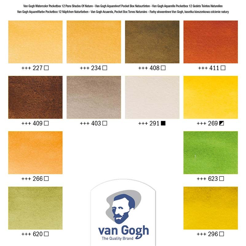 Farby akwarelowe Van Gogh zestaw Pocket Box 12 kostek Talens  - Shades Of Nature