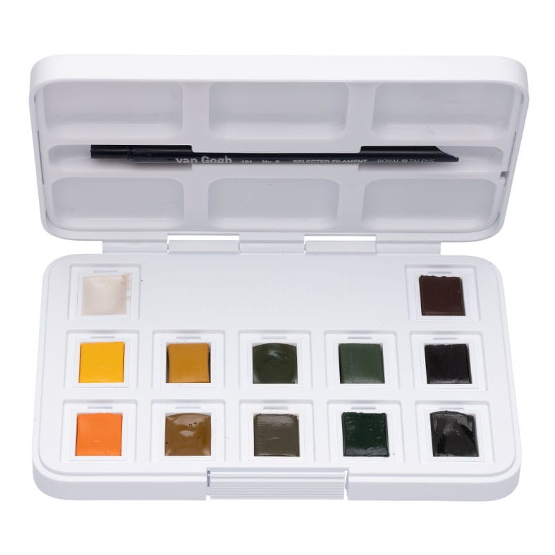 Farby akwarelowe Van Gogh zestaw Pocket Box 12 kostek Talens  - Shades Of Nature
