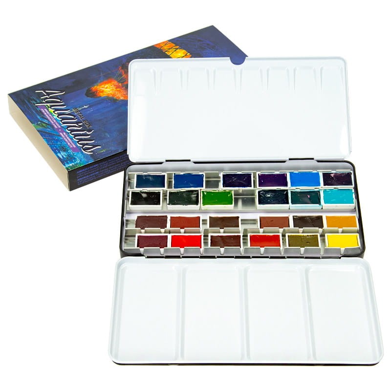 Zestaw akwareli Aquarius Andrzej Gosik w kostkach 24 szt 02