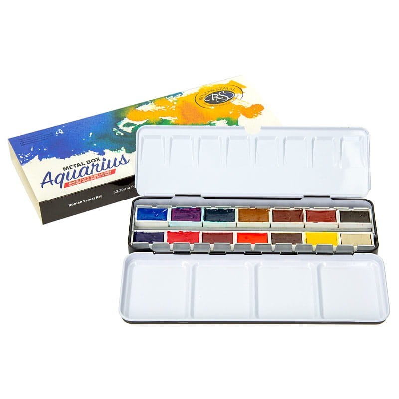 Zestaw farb akwarelowych Aquarius Metal Box 14 kol 02