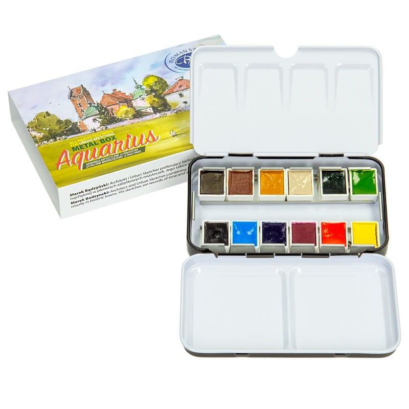 Zestaw farb akwarelowych Aquarius Urban Sketchers 12 szt wnętrze 2