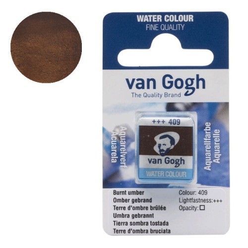 Farba akwarelowa półkostka Van Gogh - 409 Burnt umber