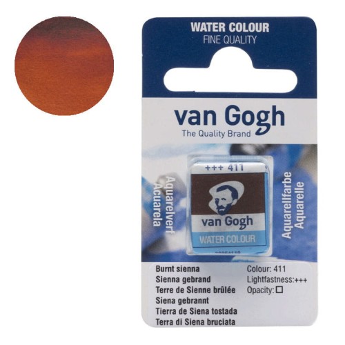 Farba akwarelowa półkostka Van Gogh - 411 Burnt sienna